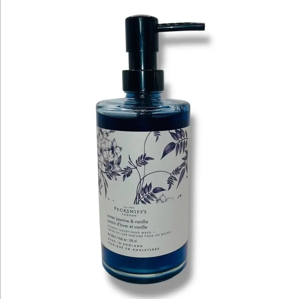 Pecksniffs England Winter Jasmine Vanilla Luxury Glass Bottle Hand Soap 16.9oz